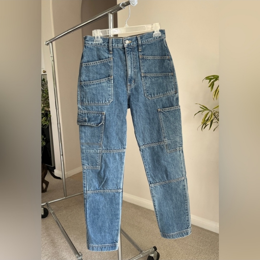 SLVRLAKE - Savior Denim Jeans Size 27 Blue Medium Wash Cargo Pants Retail $329 - Picture 10 of 16